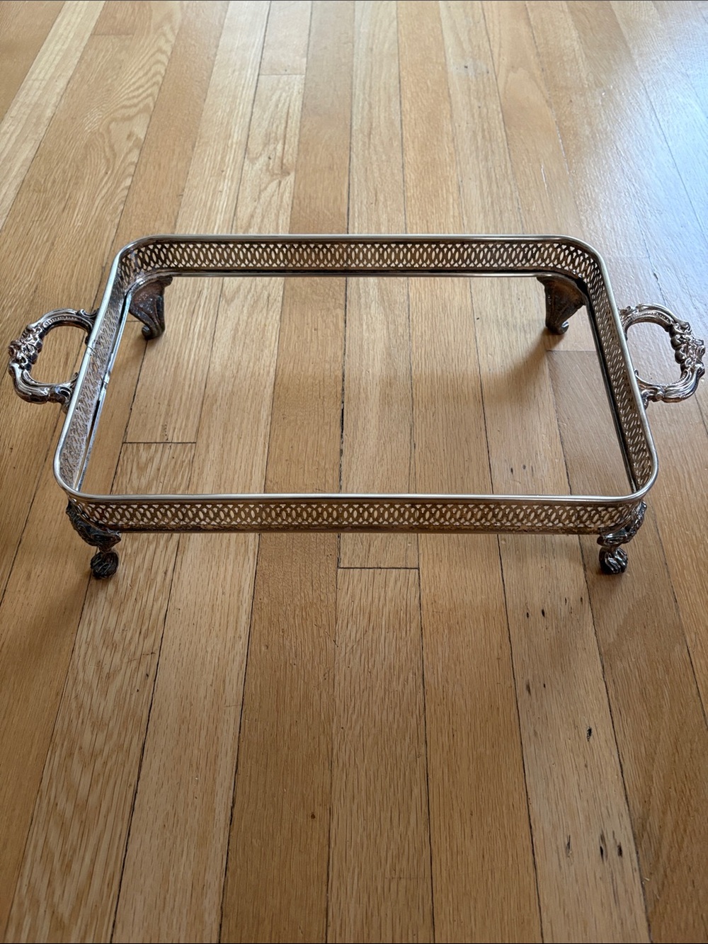 Silver Decorative Serving Tray with Handles for 9x13 pan